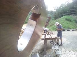 Rojepforte in Ruderplanke Wikingerschiff