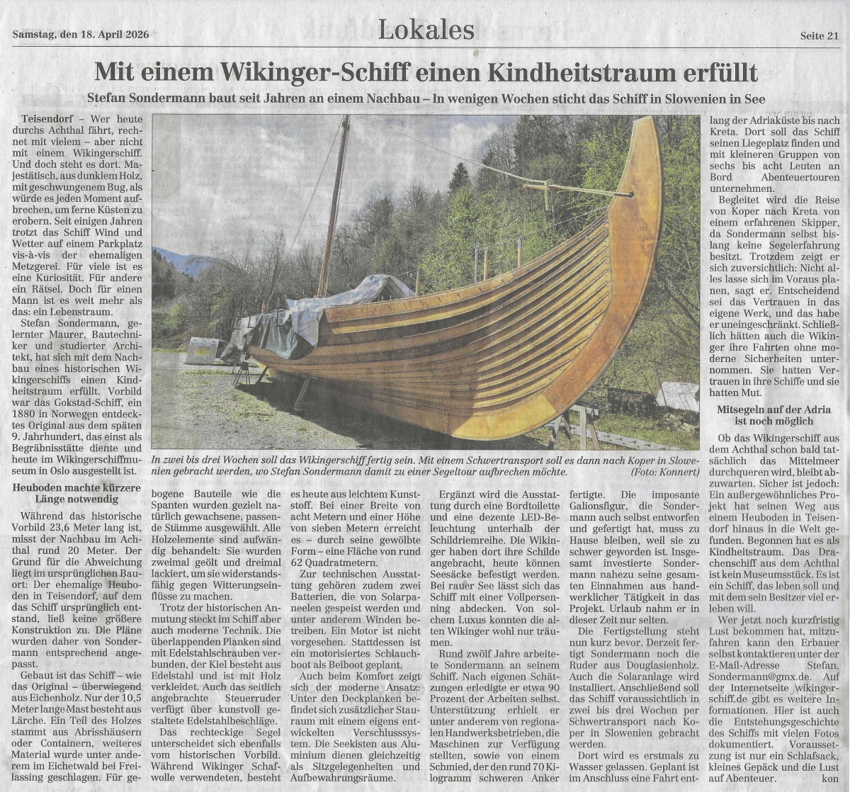 Mit einem Wikingerschiff einen Kindheitstraum erf�llt