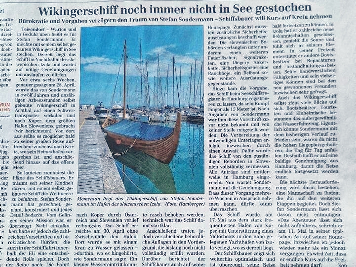 Wikingerschiff noch immer nicht in See gestochen